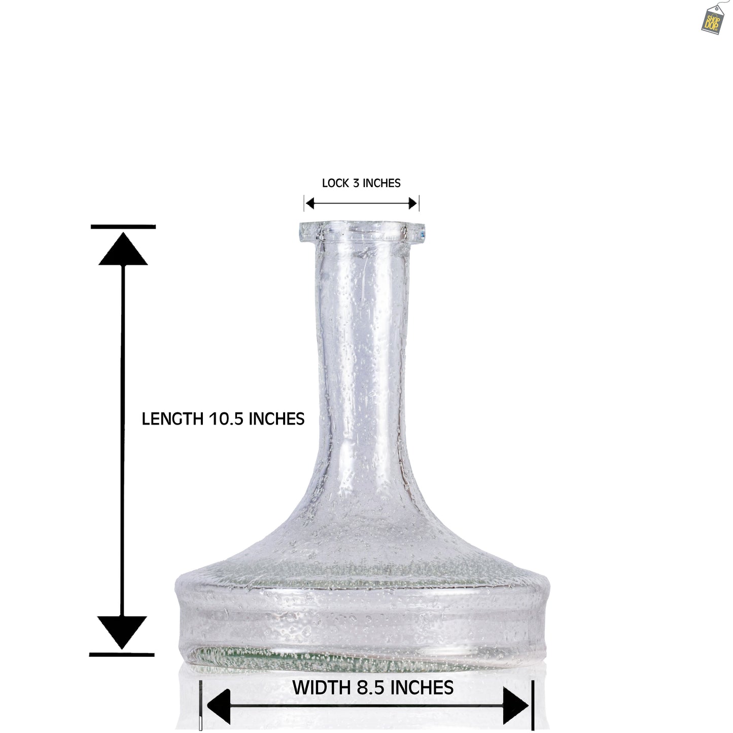 Glowing Bick Hookah Glass Replacement Base - Transparent