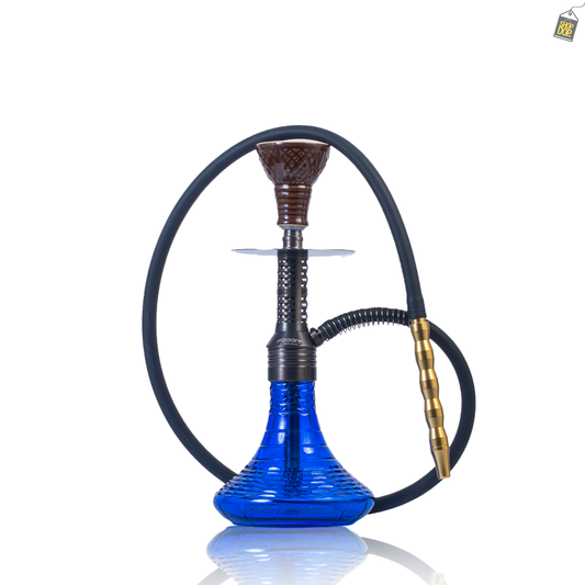 Dark Knight Zipper Hookah with Bag - Grey Stem / Blue Vertigo Base