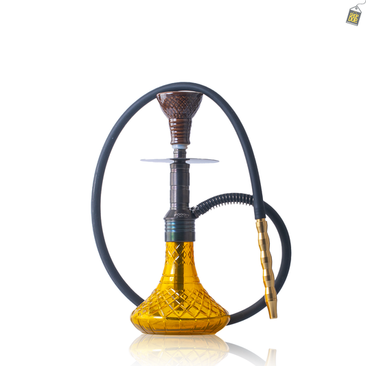 Noddy 007 Night Fire Hookah with Bag - Grey Stem / Amber Base