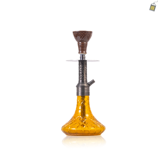 Dark Knight Gem Hookah with Bag - Grey Stem / Amber Base