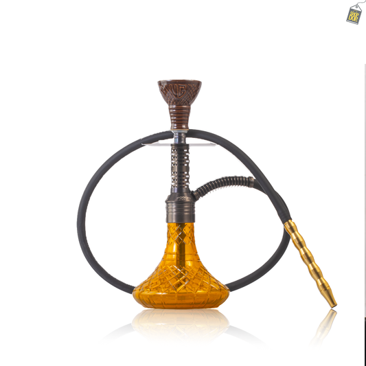Dark Knight Zipper Hookah with Bag - Grey Stem / Amber Base