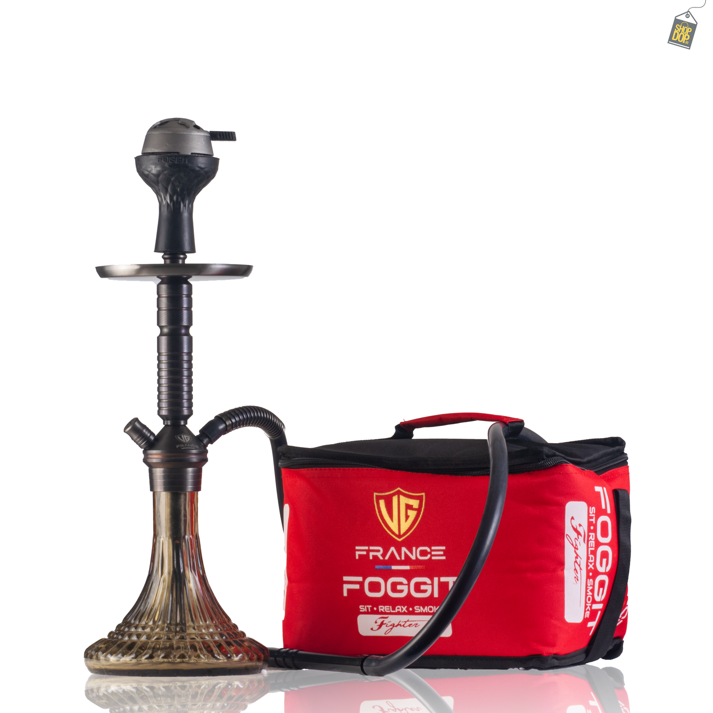 VG Joe Heygan Hookah with Bag - Black Stem / Grey Line Base