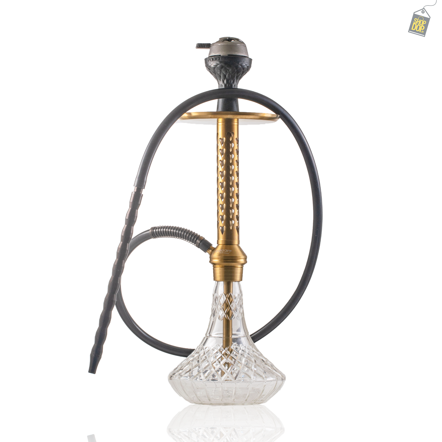 Alexander HRT Hookah with Bag - Transparent Base / Gold Stem