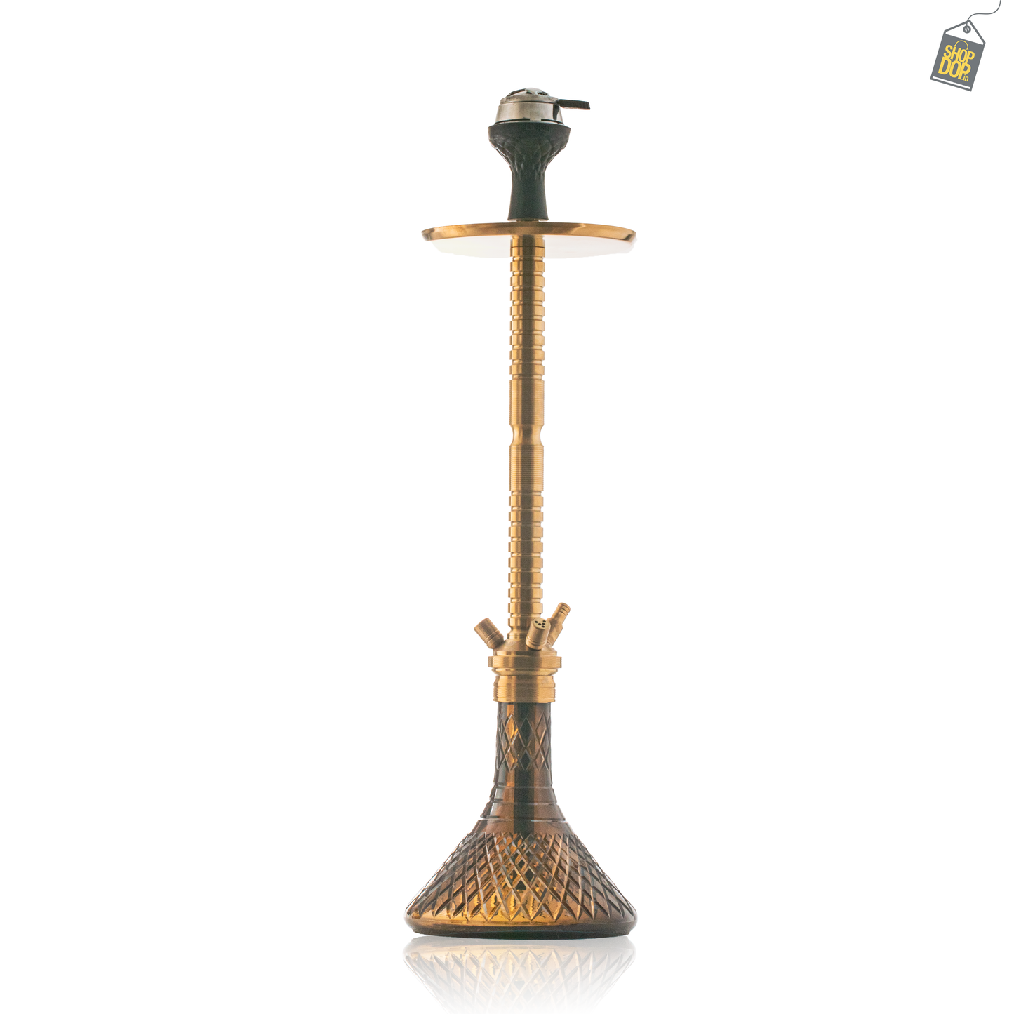 Sultan Heygan Hookah with 2 Bags - Gold Stem / Bronze Base