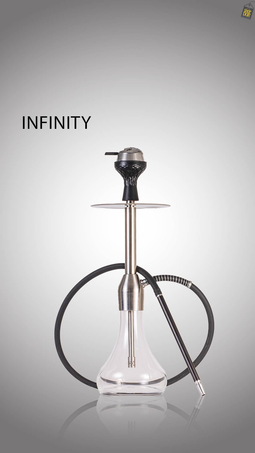 Infinity Hookah - Silver Stem / Transparent Base