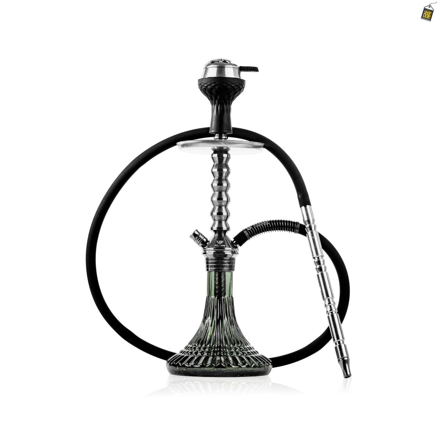 VG Joe Ladder Hookah with Bag - Gun Metal Stem / Emerald Green Base