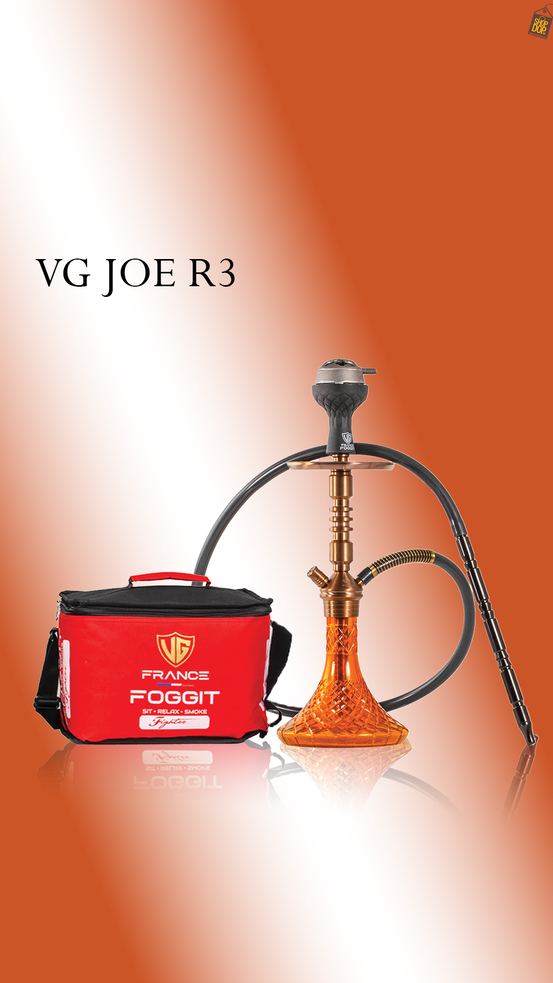 VG Joe R3 Hookah with Bag - Bronze Stem / Amber Base