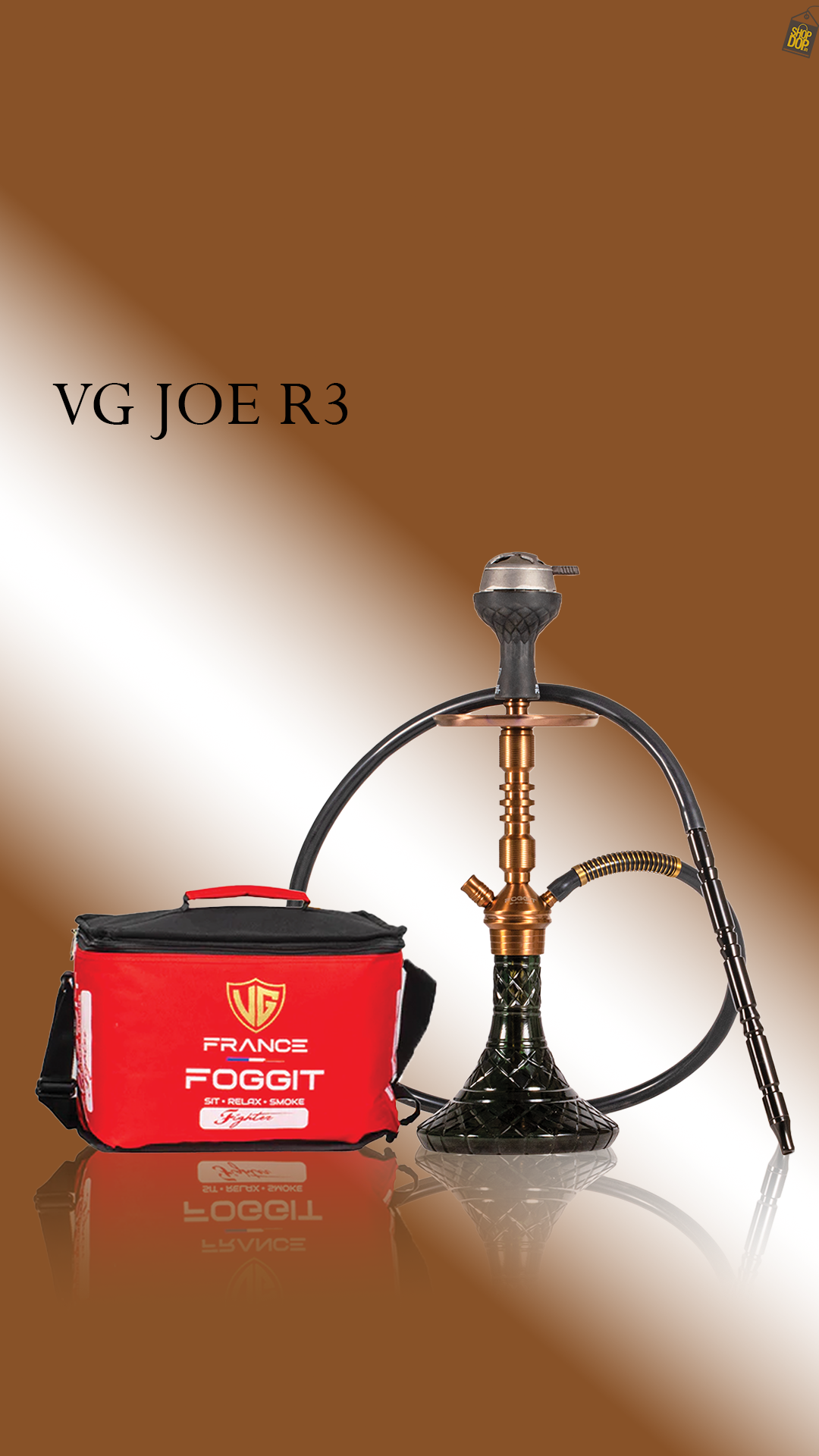 VG Joe R3 Hookah with Bag - Bronze Stem / Black Base