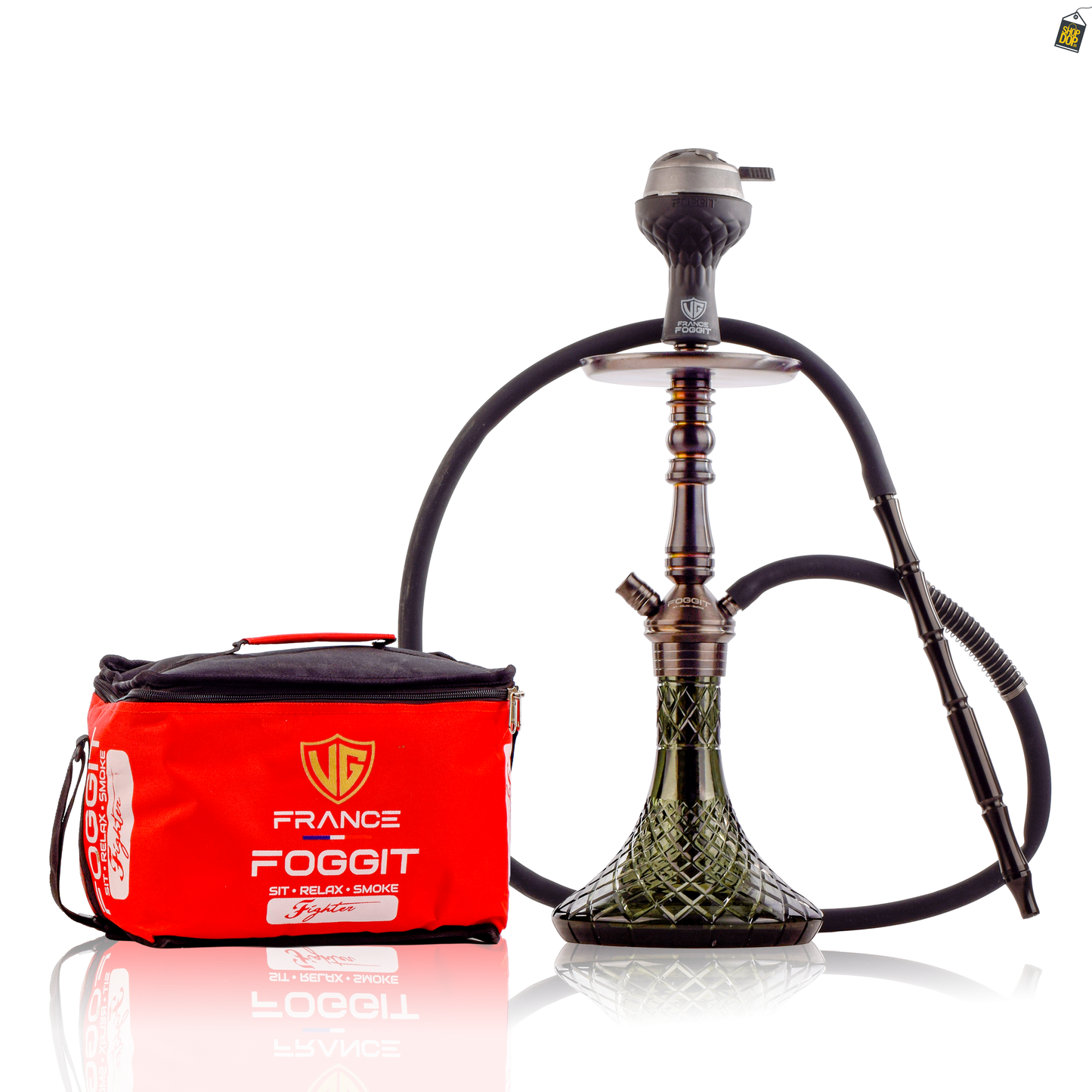 VG Joe Shin Hookah with Bag - Black Stem / Emerald Green Base