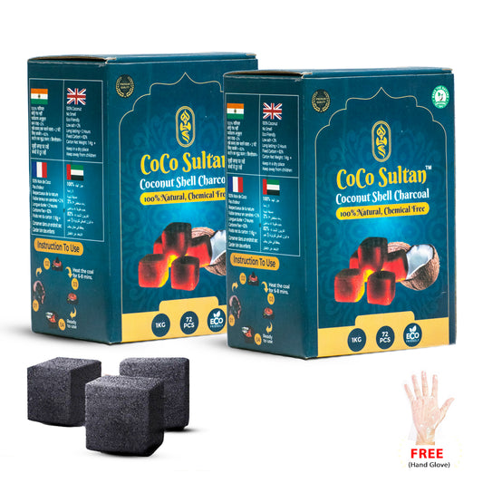 COCO Sultan Hookah Coconut Coal - Pack of 2kg (144pcs Total)
