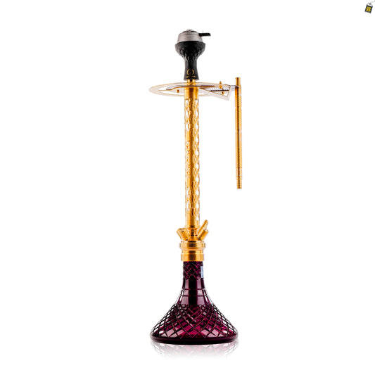 COCOYAYA King Series 2.0 Plus 2.0 Hookah with Black Bag - Gold Stem / Purple Base