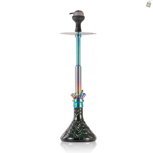 COCOYAYA King Series Spiral Hookah with Bag - Rainbow Stem / Green Striker Base