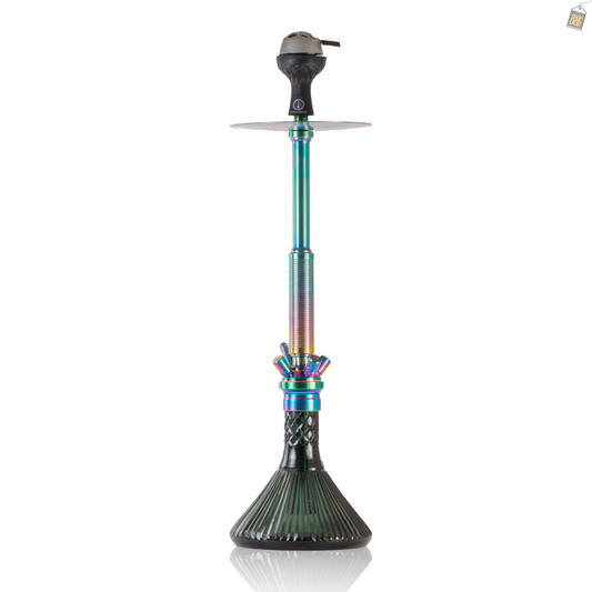 COCOYAYA King Series Spiral Hookah with Bag - Rainbow Stem / Green Line Base