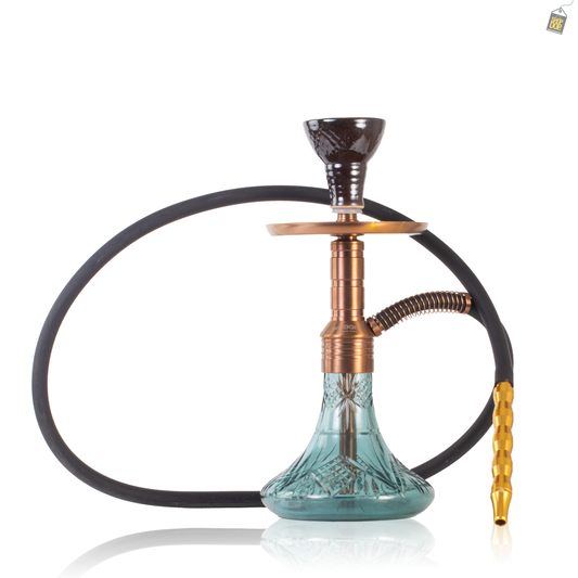Noddy 007 Night Fire Hookah with Bag - Bronze Stem / Aqua Base