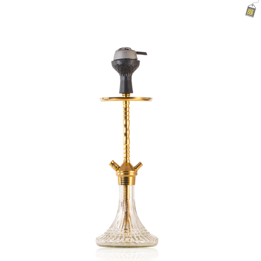Fighter Ladder Hookah - Gold Stem / Transparent Line Base