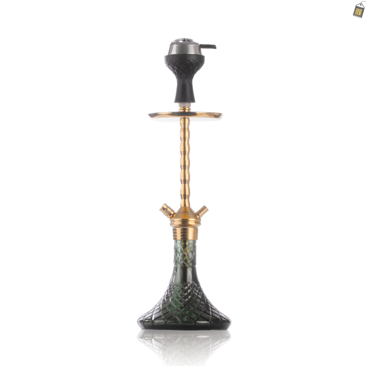 Fighter Ladder Hookah - Gold Stem / Emerald Green Base
