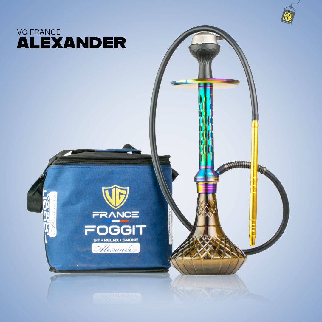 Alexander DIMD Hookah with Bag - Grey Base / Rainbow Stem