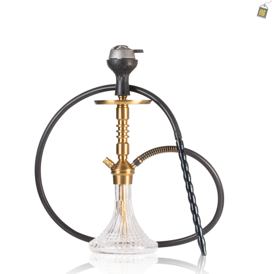 VG Joe R3 Hookah with Bag - Gold Stem / Transparent Line Base