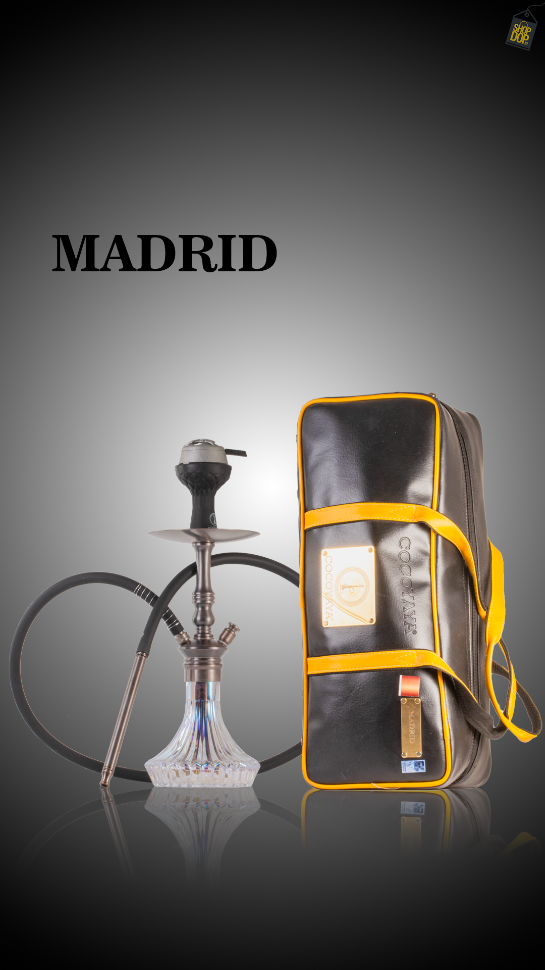 COCOYAYA Madrid Hookah with Bag - Bronze Stem / Transparent Base
