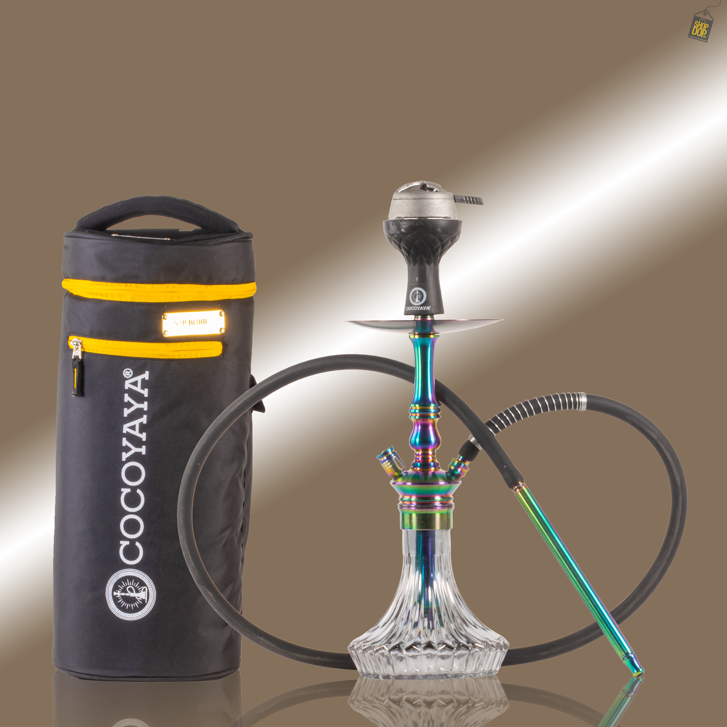 COCOYAYA Madrid Hookah with Bag - Rainbow Stem / Grey Base