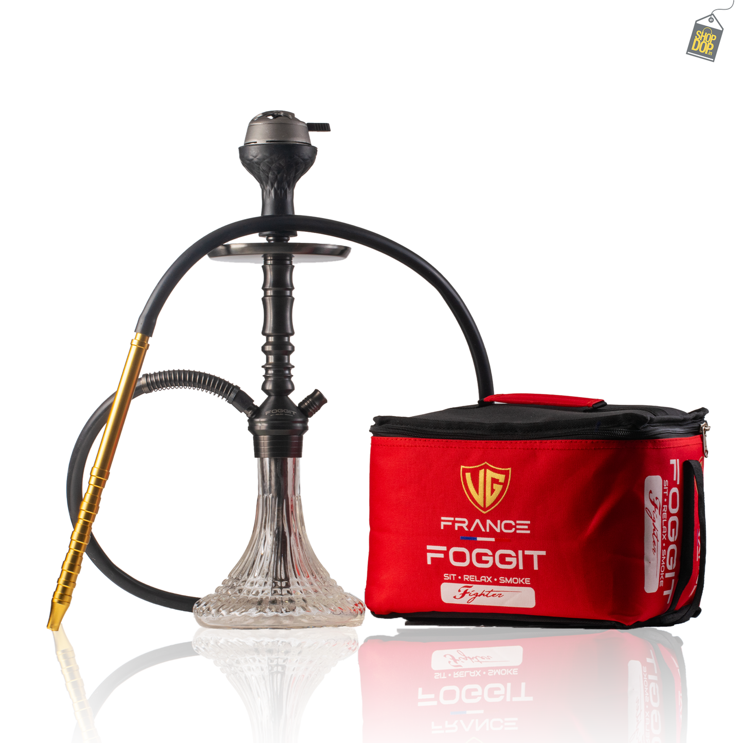 VG Joe R2 Hookah with Bag - Black Stem / Transparent Line Base