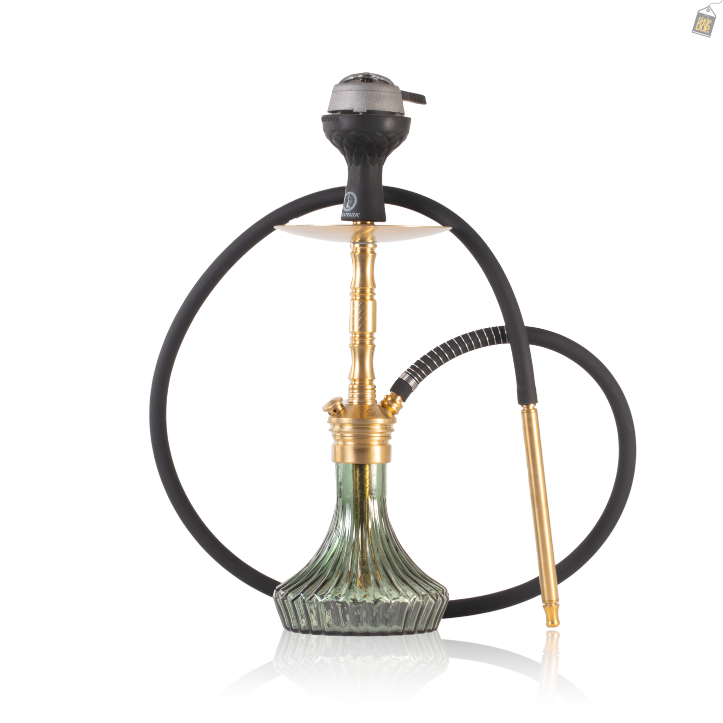 COCOYAYA Milan Hookah with Bag - Gold Stem / Green Base