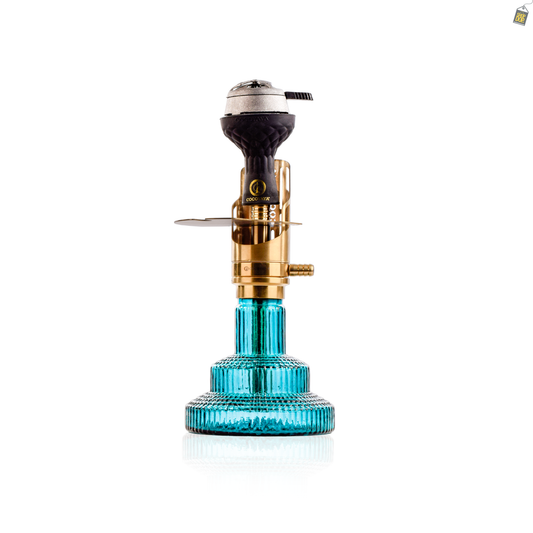 COCOYAYA Mini Ferro Savi Hookah with- Golden Stem / Ocean Green Base with Bag