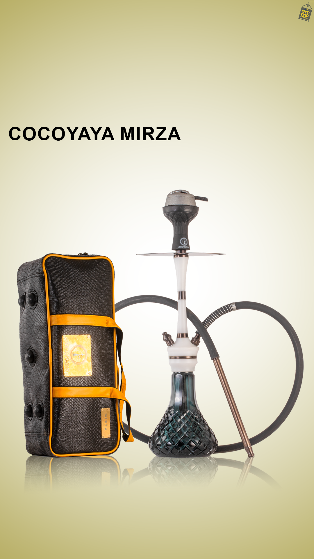 COCOYAYA Mirza Hookah with Bag - Bronze Stem / Emerald Green Base