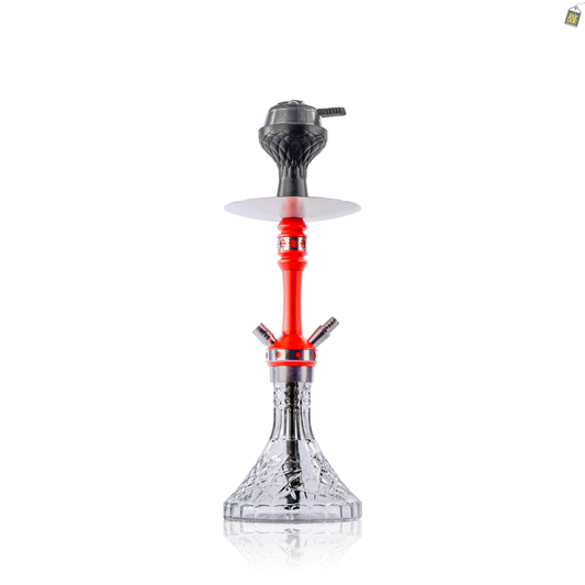 Monestry X Hookah - Red Stem / Transparent Glass Base