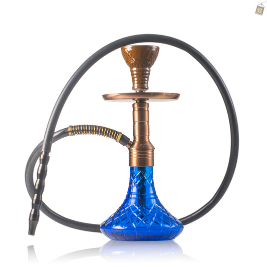 Noddy 007 Night Fire Hookah with Bag - Bronze Stem / Blue Base