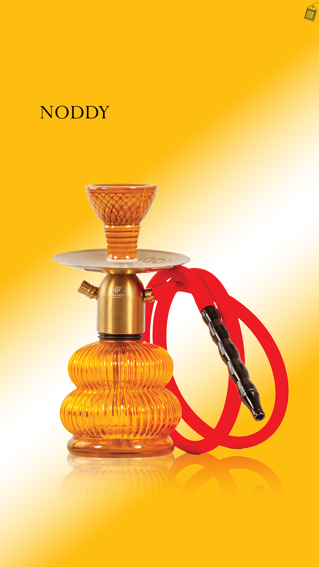 Noddy Dual Spiro Hookah - Gold Stem / Amber Base