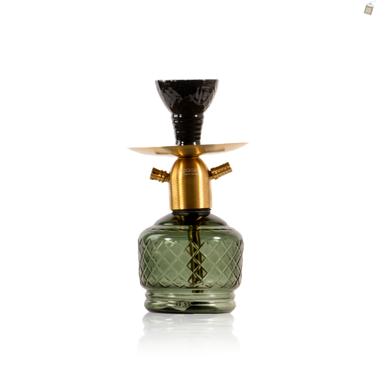 Noddy Flatter Hookah - Gold Stem / Emerald Green Base