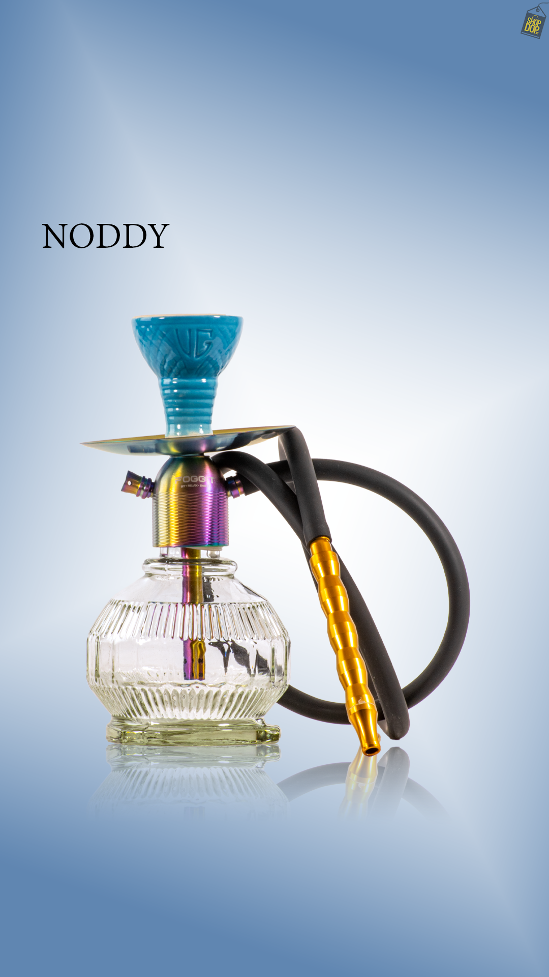 Noddy Baller Hookah - Rainbow Stem / Transparent Base