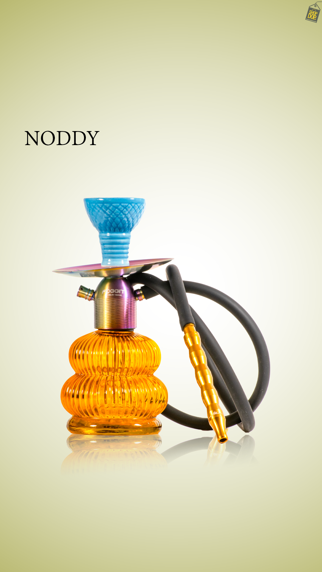 Noddy Dual Spiro Hookah - Rainbow Stem / Amber Base
