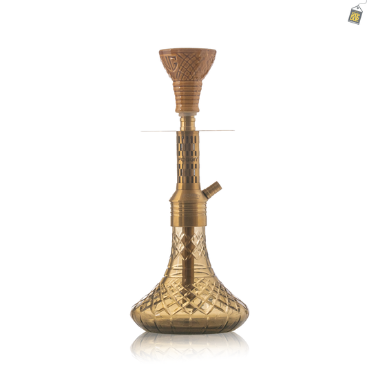 Dark Knight Orbit Hookah with Bag - Gold Stem / Grey Base