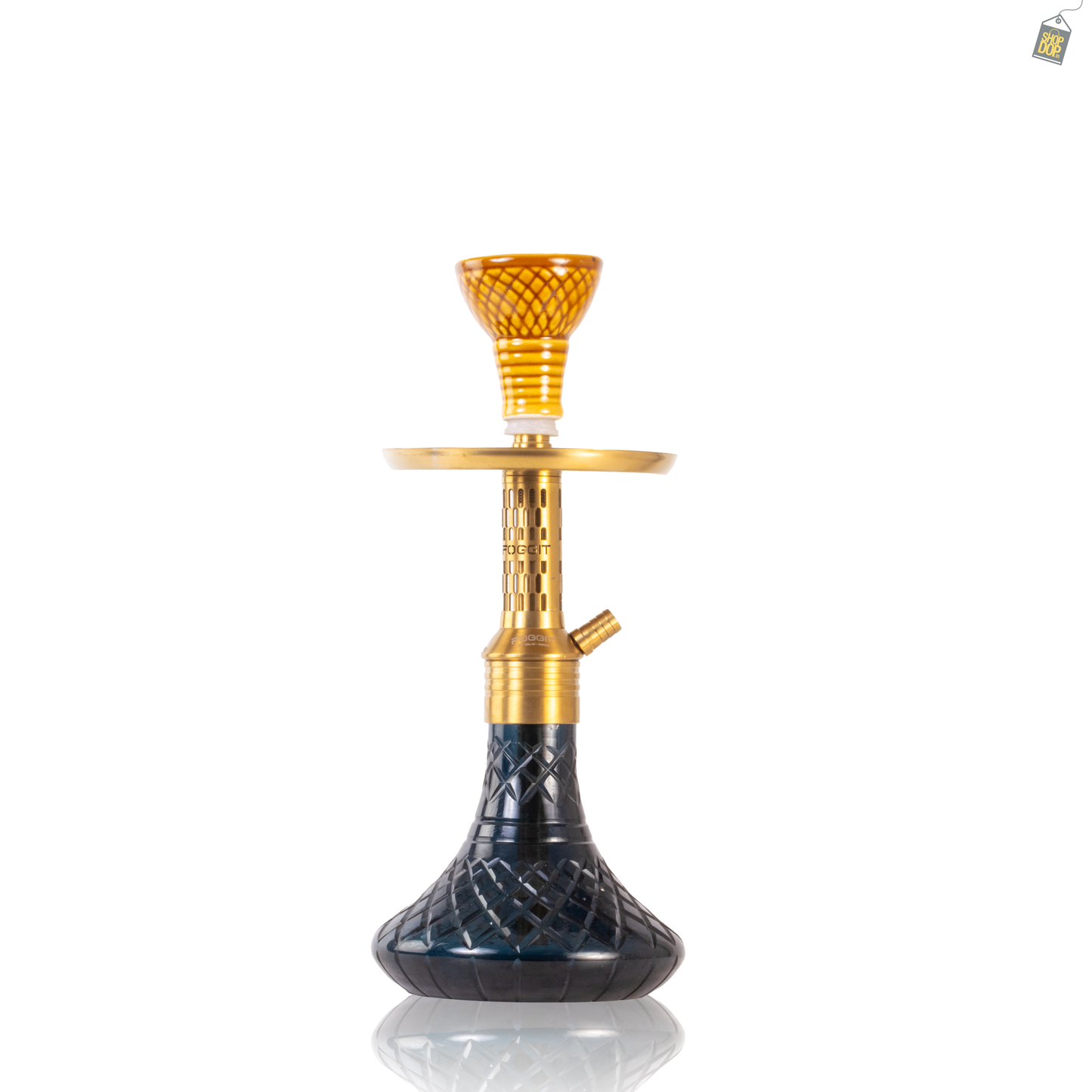 Dark Knight Orbit Hookah with Bag - Gold Stem / Black Base