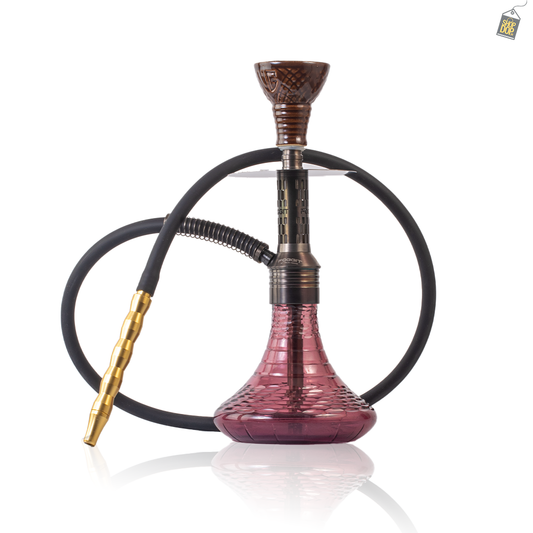 Dark Knight Orbit Hookah with Bag - Grey Stem / Light Purple Vertigo Base