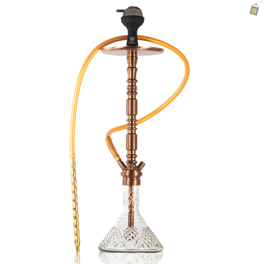 Sultan Orchan Hookah with 2 Bags - Bronze Stem / Transparent Base