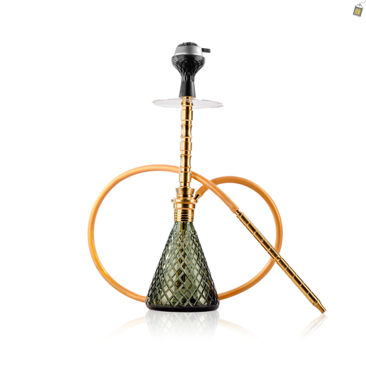 Pablo L5 Hookah with Bag - Gold Stem / Emerald Green Base