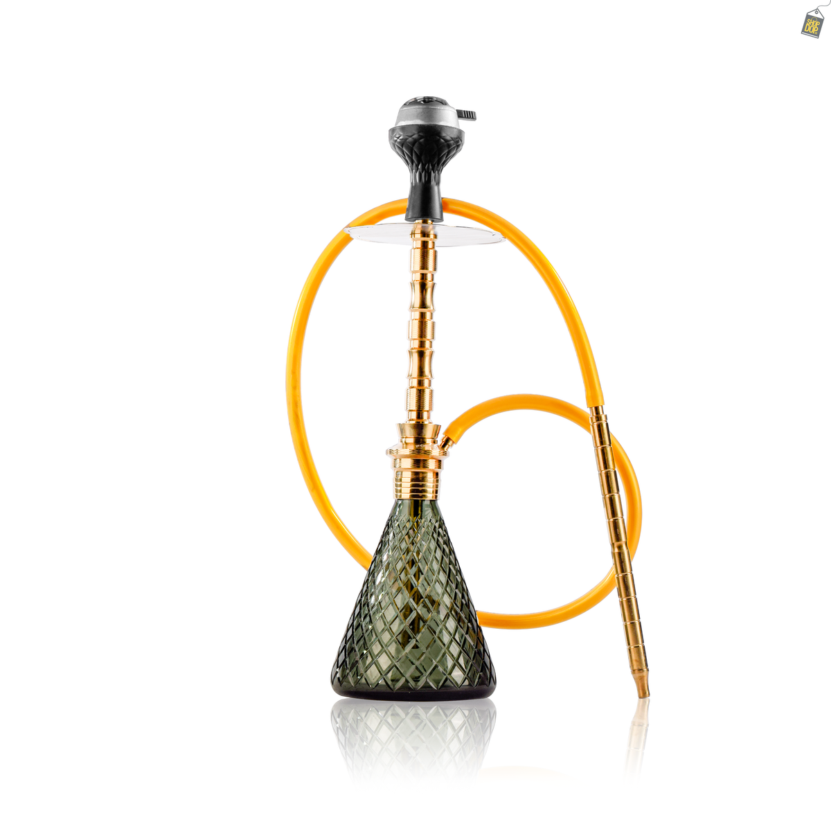 Pablo L5 Hookah with Bag - Gold Stem / Emerald Green Base