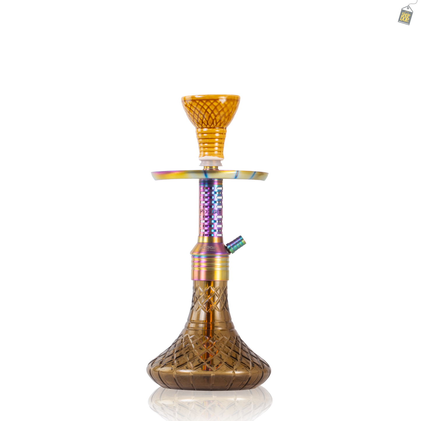 Dark Knight Zipper Hookah with Bag - Rainbow Stem / Grey Base