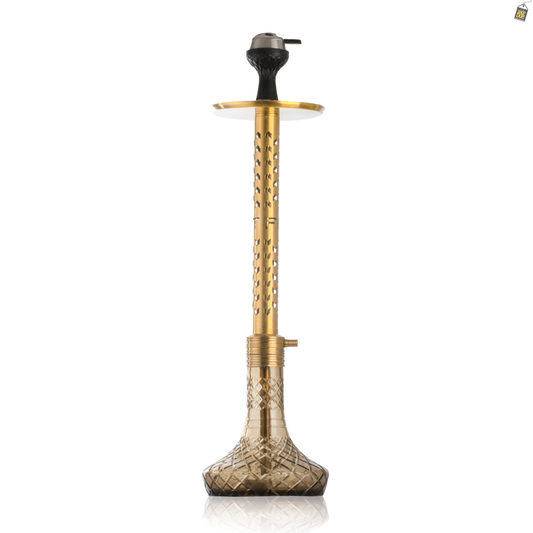 VG Romeo Vault Hookah with 2 Bags - Gold Arrow Stem / Grey Base