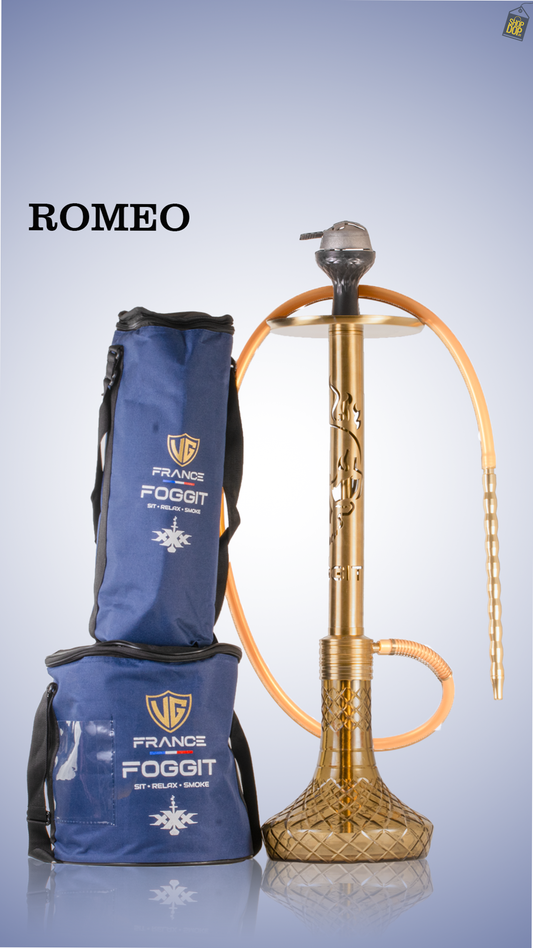 VG Romeo Vault Hookah - Gold Skull Stem / Grey Base