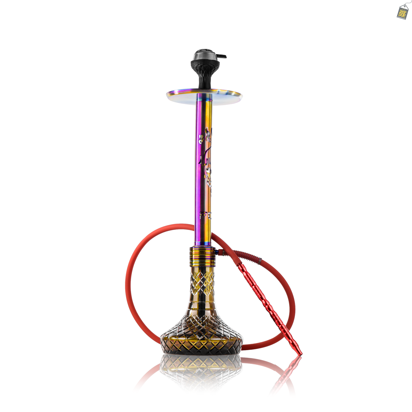 VG Romeo Vault Hookah - Rainbow Skull Stem / Emerald Green Base