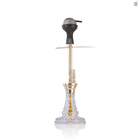 COCOYAYA Ronaldo Hookah with Bag - Gold Stem / Transparent Base