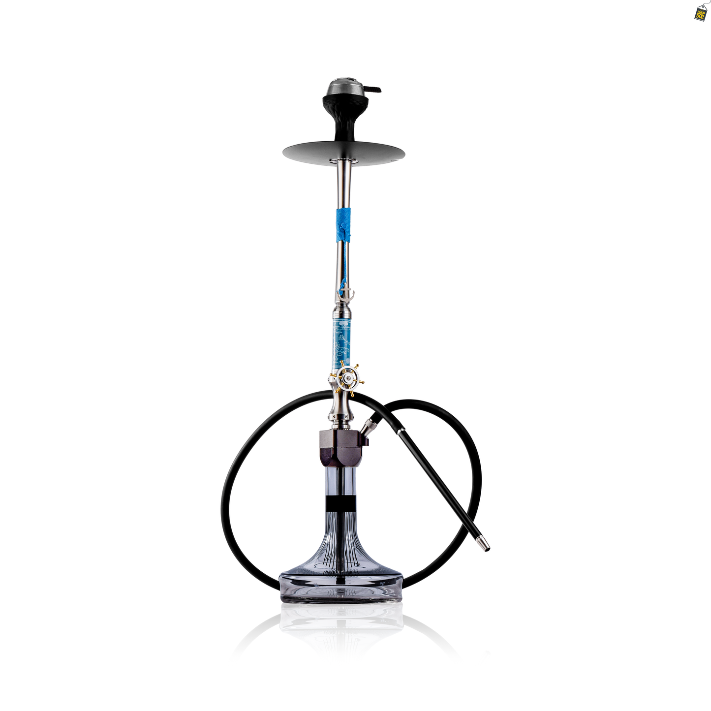 Sailor X Hookah - Blue Stem / Transparent Glass Base