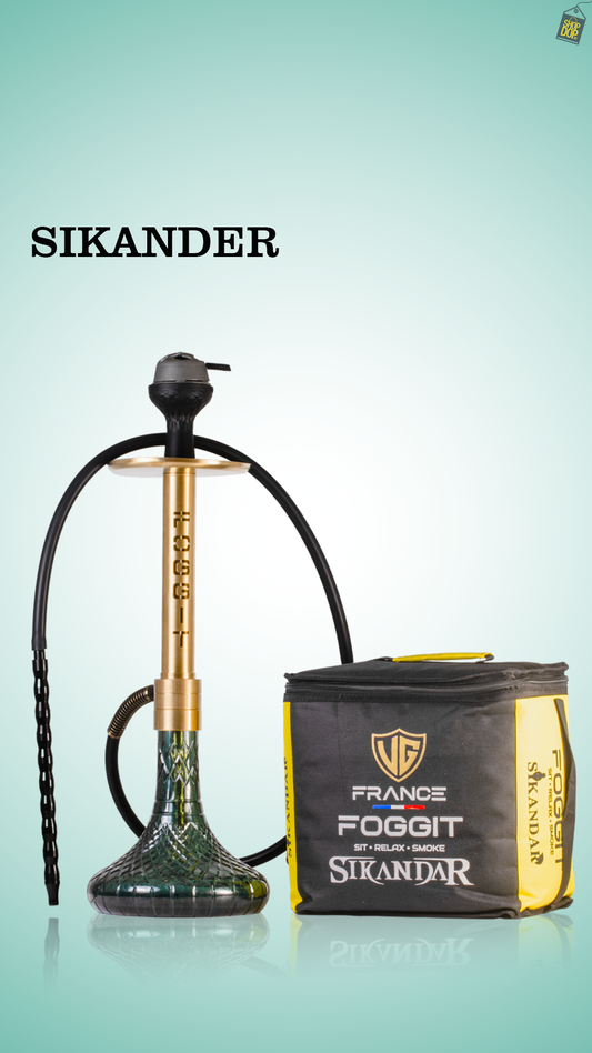 VG Sikander Hookah - Gold Stem / Emerald Green Base