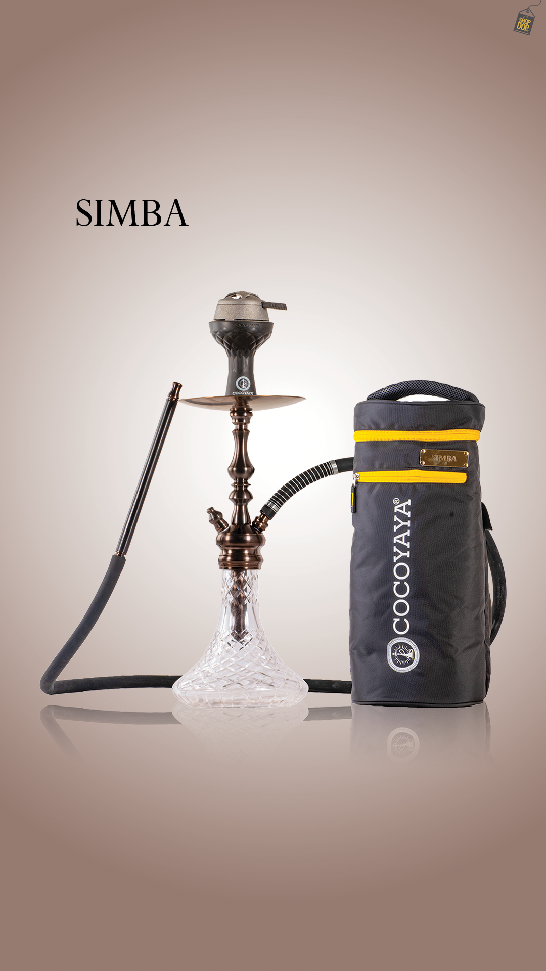 COCOYAYA Simba Hookah with Bag - Bronze Stem / Trans. Black Base
