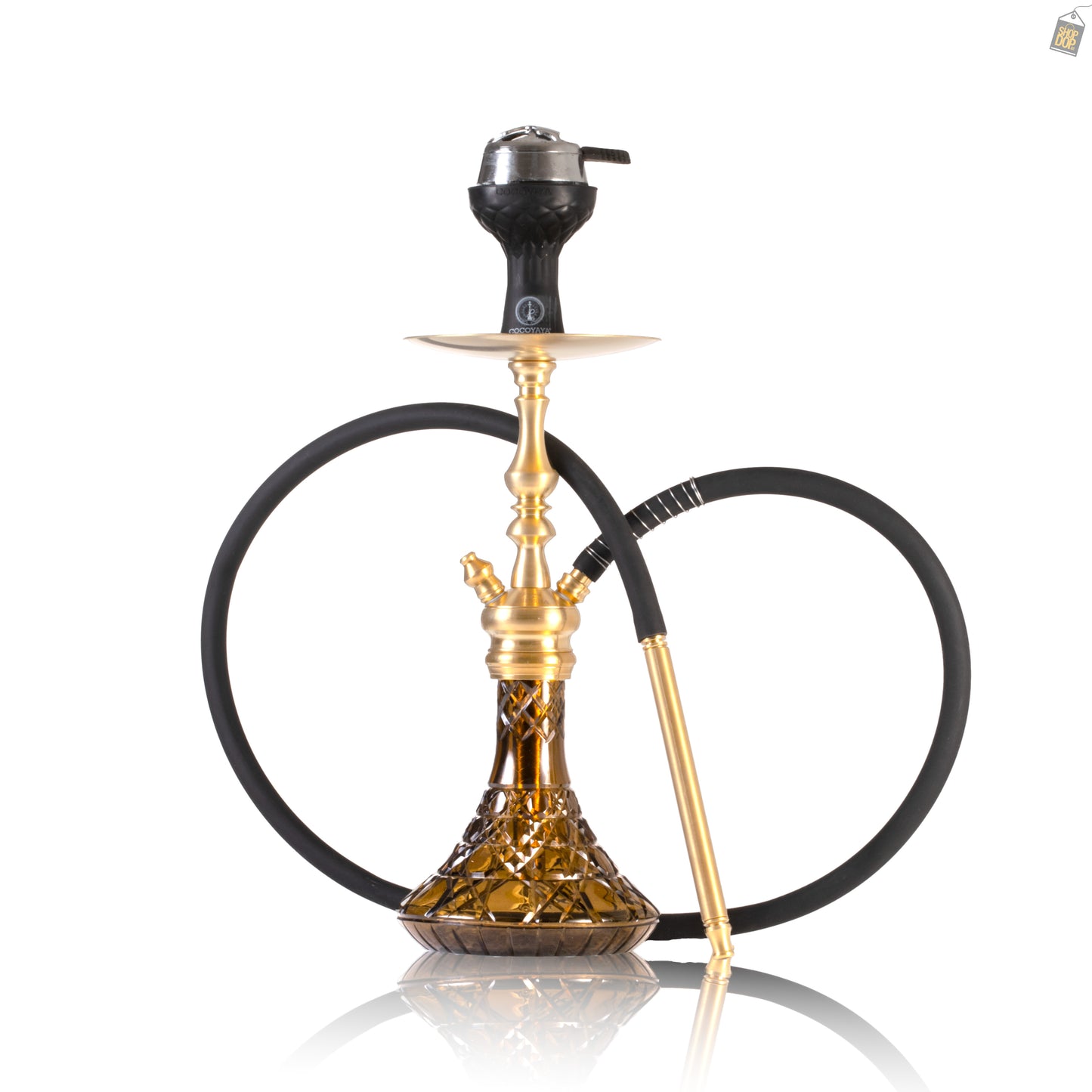 COCOYAYA Simba Hookah with Bag - Gold Stem / Brown Base
