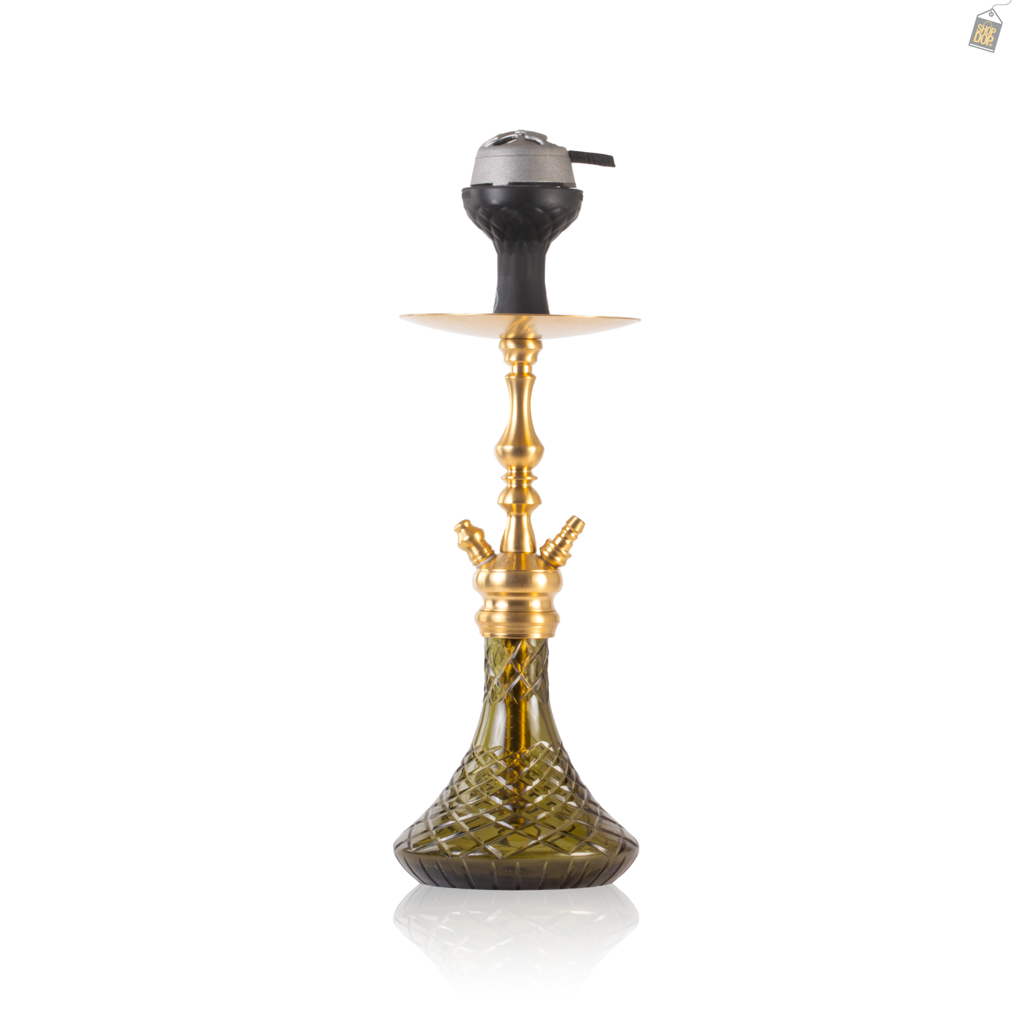 COCOYAYA Simba Hookah with Bag - Gold Stem / Olive Green Base